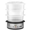 BELLA 9.5 QT Triple Tier Digital Food Steamer, Healthy Fast Simultaneous Cooking, Stackable Baskets for Vegetables or Meats, Rice/Grains Tray, Auto Shutoff & Boil Dry Protection, Stainless Steel