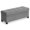 SONGMICS Storage Ottoman Bench, Foldable Foot Rest with Legs, 15 x 43 x 15.7 Inches, End of Bed Bench, Storage Chest, Load up to 660 lb, for Living Room, Bedroom, Entryway, Dove Gray ULSF018G02