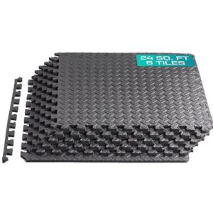 Yes4All 24SQFT-120SQFT Puzzle Exercise Mat for Home Gym, EVA Interlocking Foam Floor Tiles with Border for Workout Equipment