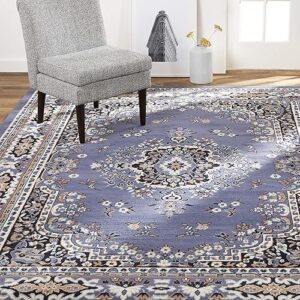 Home Dynamix Premium Sakarya Traditional Medallion Border Area Rug, Country Blue, 5'2"x7'4" Rectangle