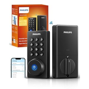 Philips Wi-Fi Door Lock, WiFi Smart Lock Keyless Entry Deadbolt for Front Door, Compatible with Alexa & Google Assistant, Remote Control, Built-in WiFi, APP Fingerprint Passcode Unlock, Auto Locking