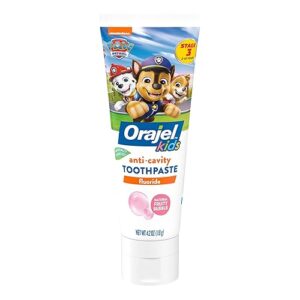 Orajel Kids Paw Patrol Anti-Cavity Fluoride Toothpaste, Natural Fruity Bubble Flavor, 4.2oz Tube