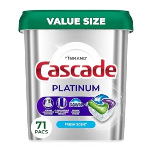 Cascade Platinum Dishwasher Pods, Dishwasher Detergent, Dish Detergent Soap, Fresh, 71 count