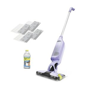 Shark VACMOP Cordless Hard Floor Cleaner, Vacuum and Spray Mop, Powerful Suction, Lightweight, LED Headlights, Includes 4 Disposable Pads, 12oz Multi-surface Cleaning Solution, Lavender, VM252PL