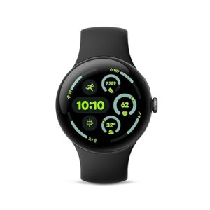 Google Pixel Watch 3 (45mm) 2024 Model - Android Smartwatch, Heart Rate Tracking, Fitbit Advanced Running, Fitness Insights, 24-Hour Battery - Matte Black Aluminum Case - Obsidian Band - LTE