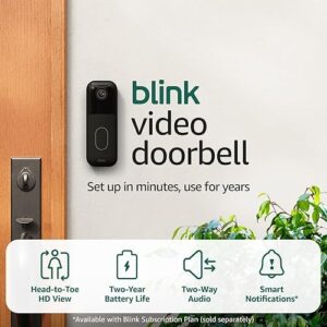 All-new Blink Video Doorbell + Mini 2 – Motion & chime alerts, HD viewing, and two way audio. Sync Module Core included – 1 camera system + Mini 2 (Black/Black)