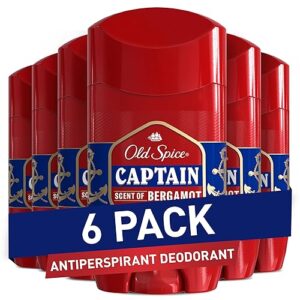 Old Spice Antiperspirant Deodorant for Men, 24/7 Sweat & Odor Protection, 24/7 Lasting Freshness, Invisible Solid, Captain with Bergamot Scent, 2.6 oz (Pack of 6)