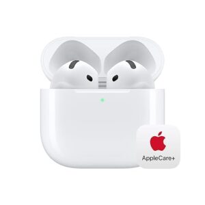 Apple AirPods 4 Wireless Earbuds, Bluetooth Headphones, Personalized Spatial Audio, Sweat and Water Resistant, USB-C Charging Case, H2 Chip, Up to 30 Hours of Battery Life with AppleCare+ (2 Years)