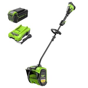Greenworks 40V 12" Brushless Cordless Snow Shovel with LED Light, 4.0Ah Battery and Charger Included