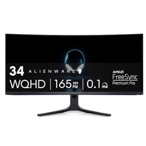 Alienware AW3423DWF Curved QD-OLED Gaming Monitor - 34-inch Quantum Dot OLED 0.1Ms 165Hz 21:9 Curved Display, 99.3% DCI-P3 Color Gamut, VESA DisplayHDR True Black 400, AMD FreeSync Premium Pro - Black