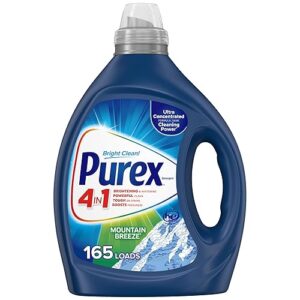 Purex 4-in-1 Laundry Detergent Liquid, Mountain Breeze, 82.5 oz, 165 Loads, Ultra Concentrated Laundry Detergent, Brightens & Whitens