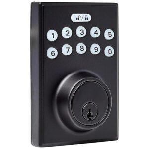 Amazon Basics Electronic Keypad Deadbolt Door Lock with Touch-Control Keyless Easy Installation, Auto Lock, Keyed Entry Option, Contemporary, 1-Pack, Matte Black