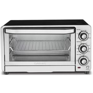 Cuisinart Custom Classic Toaster Oven Broiler, 1800 Watt Countertop Toaster Oven to Bake, Broil, and Toast, Non-Stick Interior, Consistent Toast Control, Brushed Stainless Steel/Black, TOB-40N