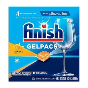 Finish Gelpacs Dishwasher Detergent, Orange Scent, 84 Count