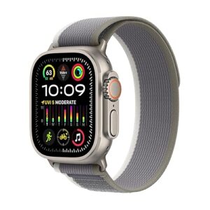 Apple Watch Ultra 2 [GPS + Cellular 49mm] Smartwatch with Rugged Titanium Case & Green/Gray Trail Loop M/L. Fitness Tracker, Precision GPS, Action Button, Extra-Long Battery Life