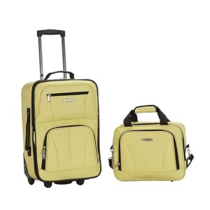 Rockland Fashion Softside Upright Luggage Set, Expandable, Lime, 2-Piece Set
