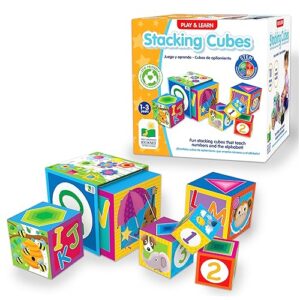 Learning Journey International LLC Play & Learn - Stacking Cubes - STEM Toddler Toys & Gifts for Boys & Girls Ages 12 Months and Up - Mind Building Developmental Learning Toy, Multi (100257)